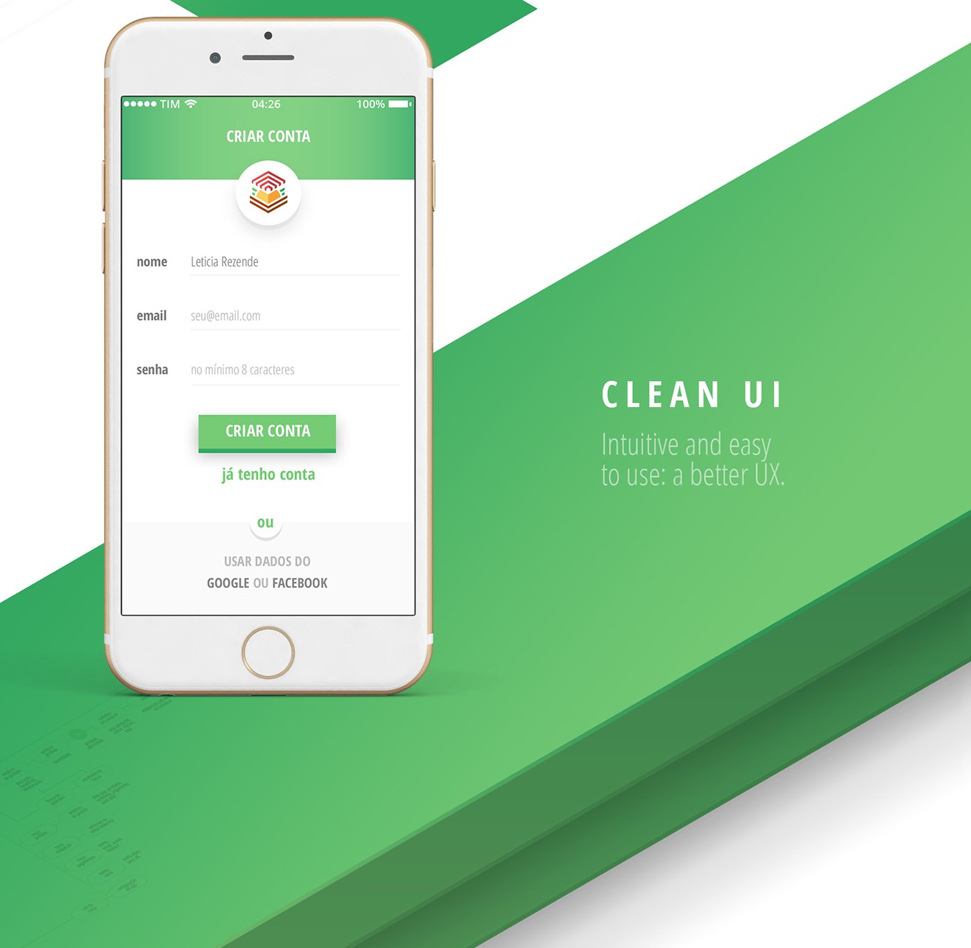 iFeira sign-up screen on an iPhone